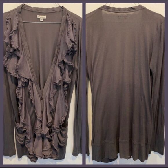 Foley and Corinna Soft Ruffled Button Cardigan Top M - Picture 1 of 4